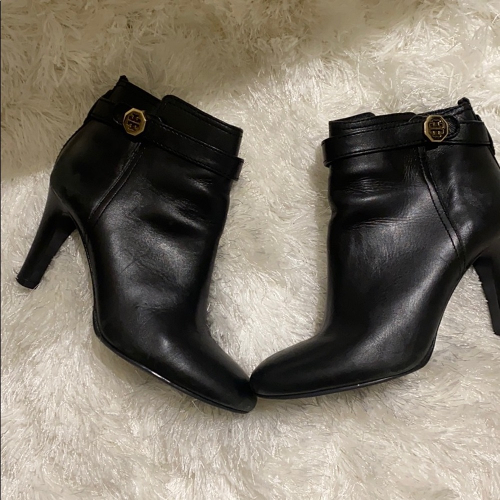 Black leather ankle boots